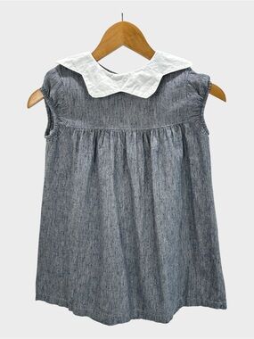 Mabo Linen Cotton Peter Pan Collar Dress Minimalist Prairie Heirloom Cottage 6/7
